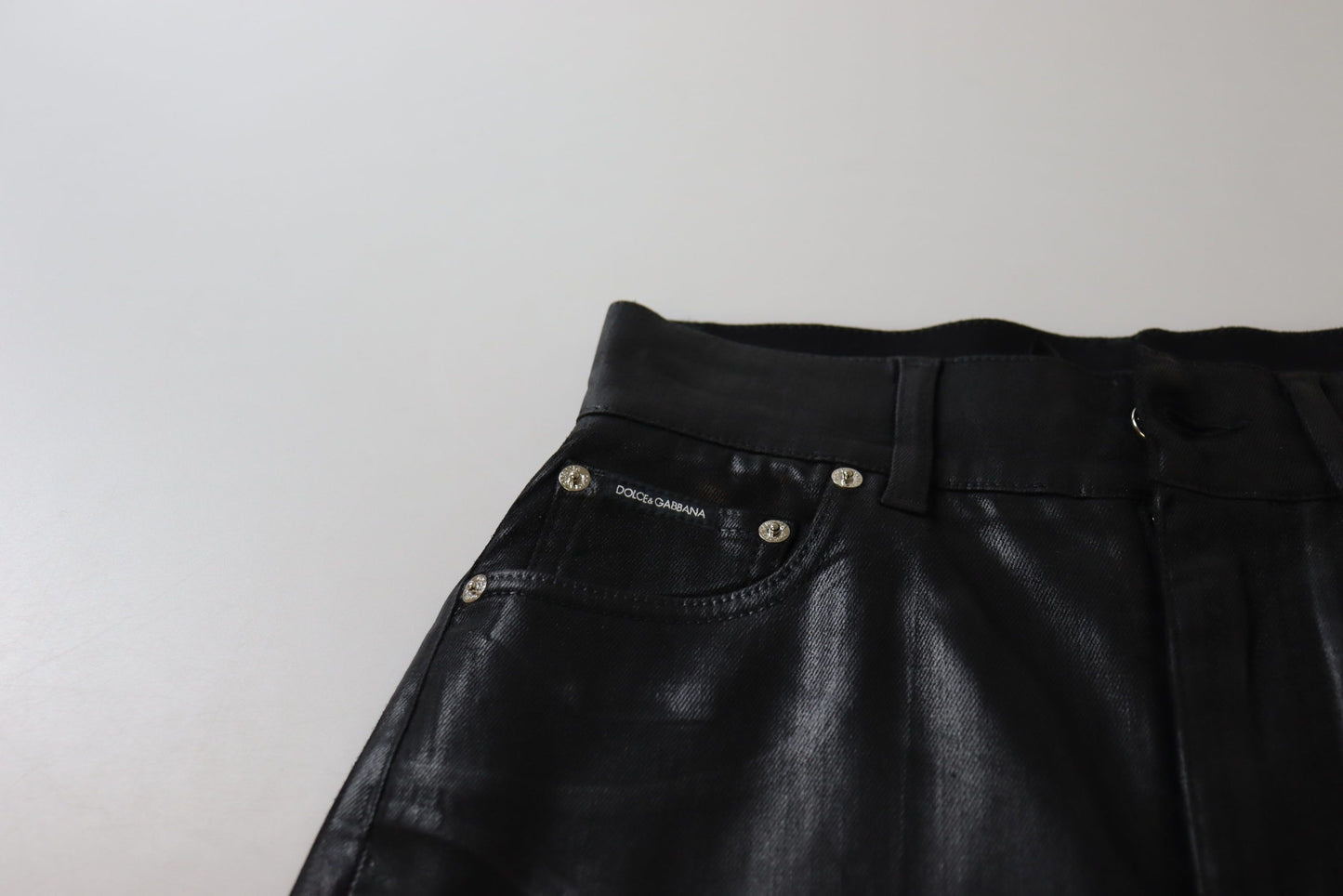 Dolce &amp; Gabbana Pantalon en denim skinny taille haute délavé noir