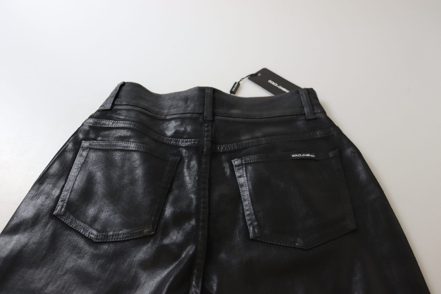 Dolce &amp; Gabbana Pantalon en denim skinny taille haute délavé noir