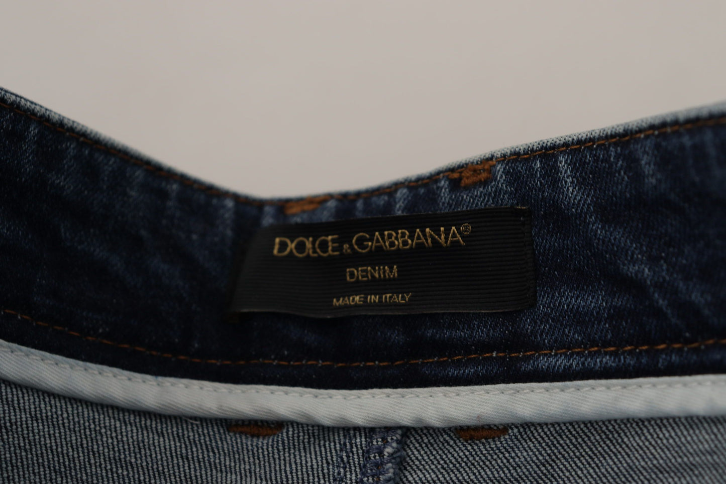 Dolce &amp; Gabbana Pantalon en denim bleu orné de cristaux