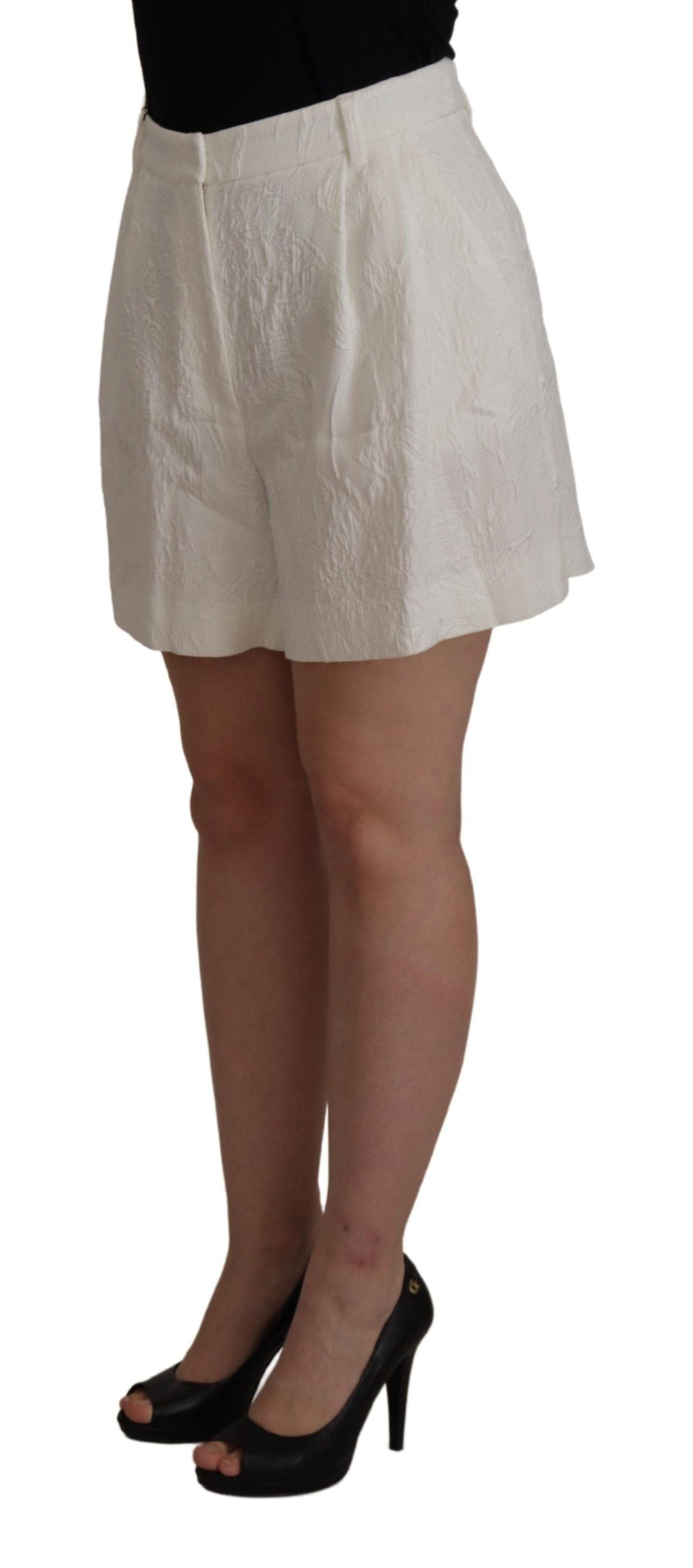 Dolce &amp; Gabbana Short taille haute en coton blanc