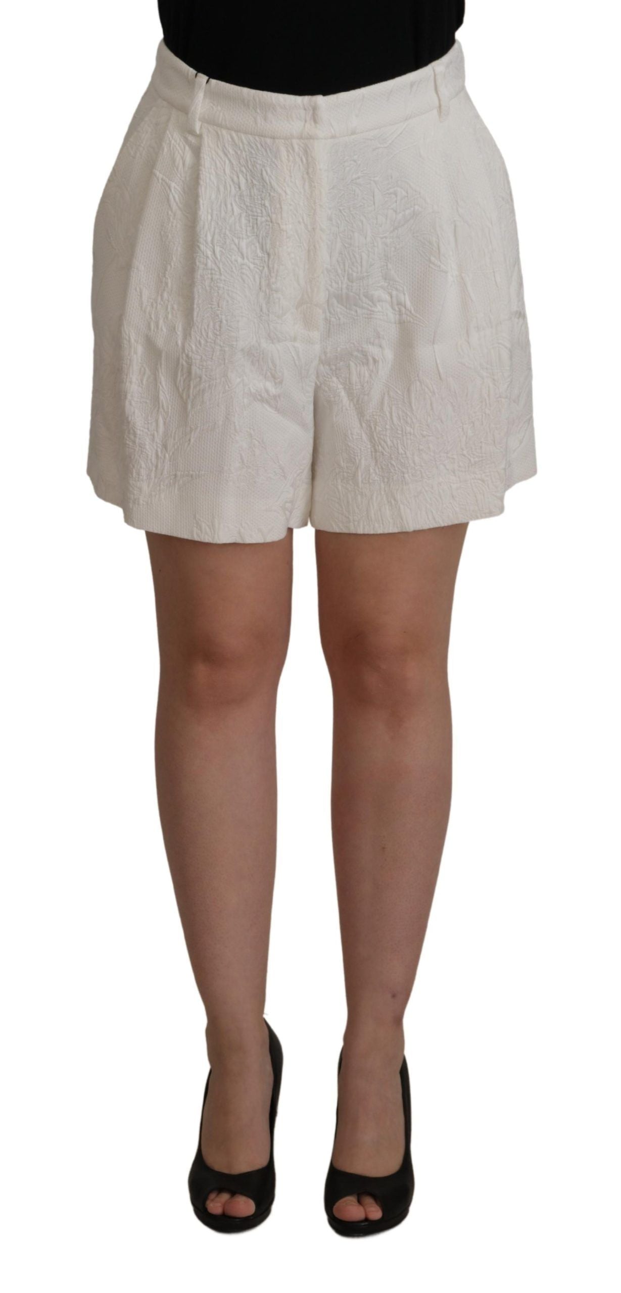 Dolce &amp; Gabbana Short taille haute en coton blanc