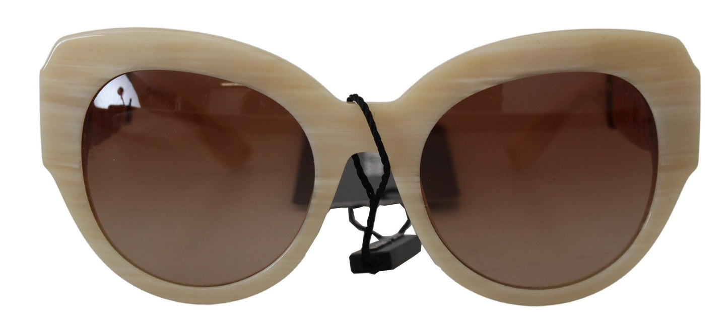 Dolce &amp; Gabbana Beige Acetat Vollrand-Sonnenbrille mit braunen Gläsern DG4294