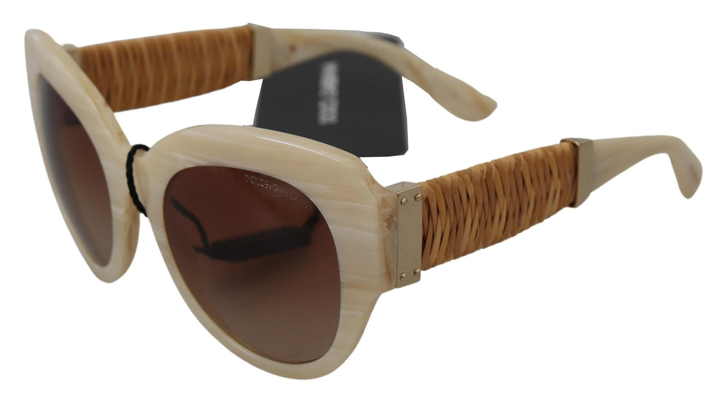 Dolce &amp; Gabbana Beige Acetat Vollrand-Sonnenbrille mit braunen Gläsern DG4294