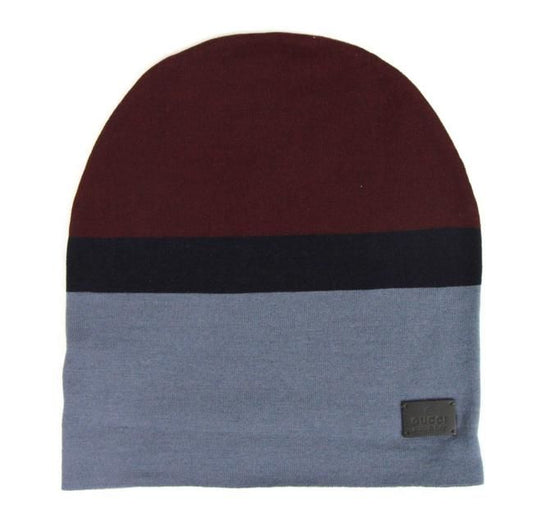 Bonnet en laine bleu bordeaux unisexe Gucci Casquette en tricot moyen