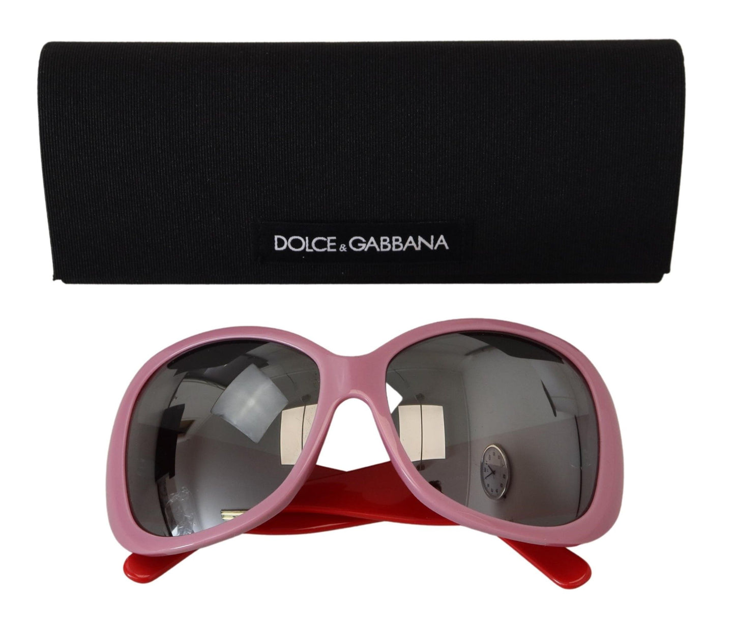 Dolce &amp; Gabbana Übergroße DG4033-Sonnenbrille mit rosa rotem Kunststoffrahmen