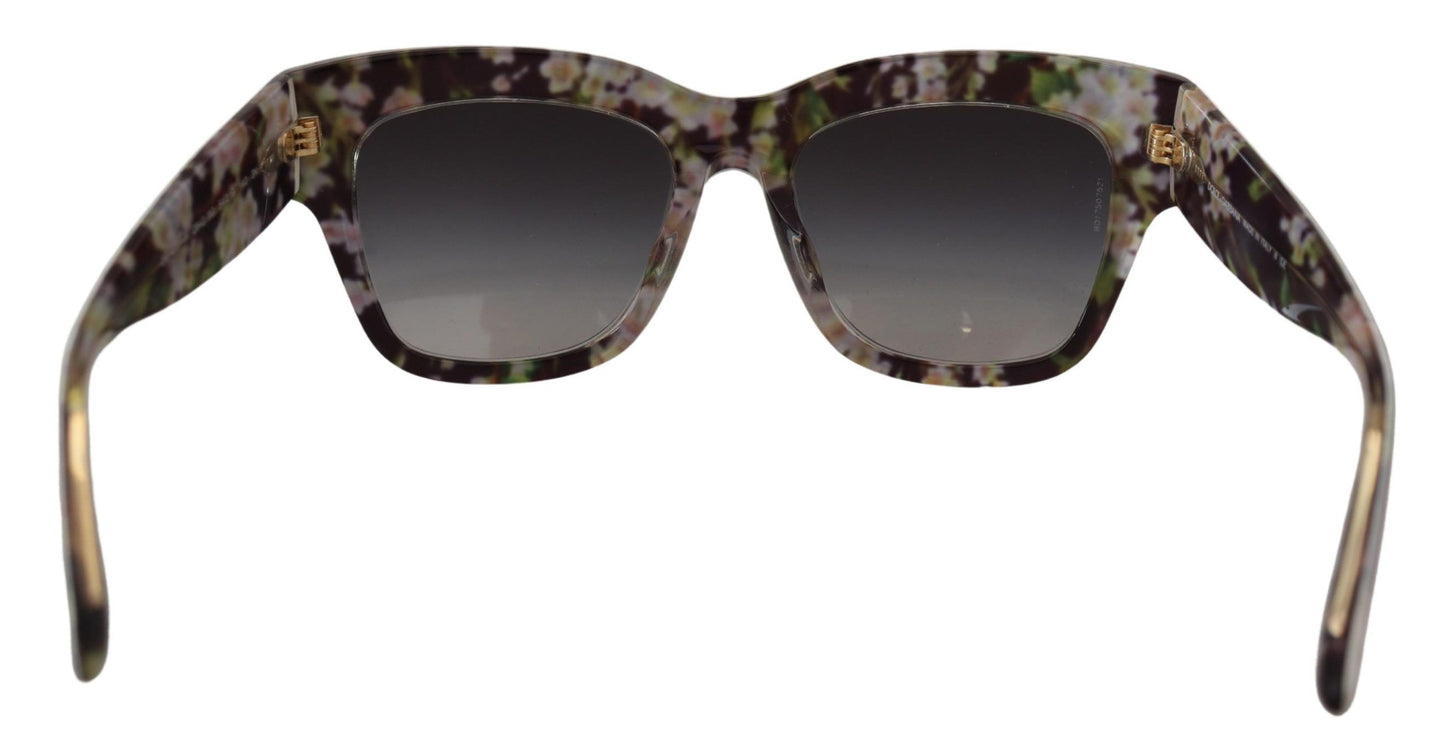 Lunettes de soleil rectangulaires en acétate floral noir Dolce &amp; Gabbana DG4231F