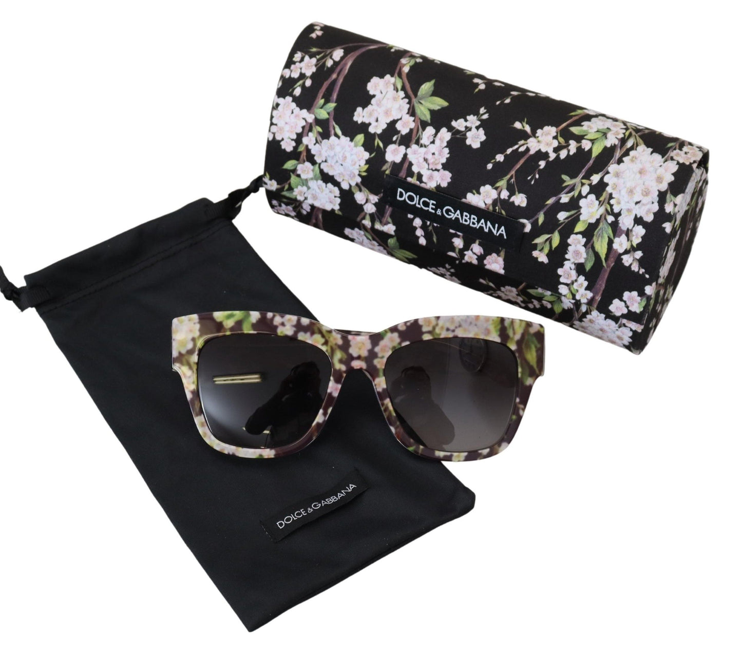 Lunettes de soleil rectangulaires en acétate floral noir Dolce &amp; Gabbana DG4231F