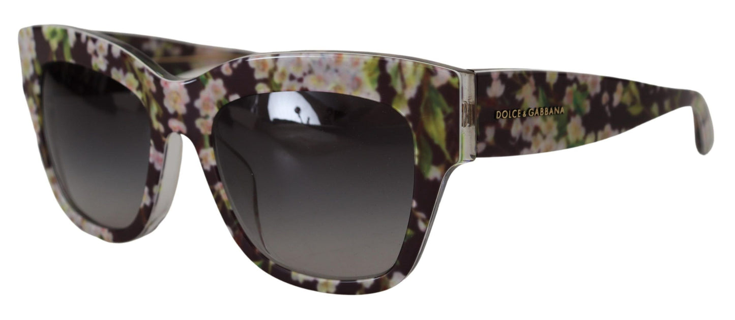 Lunettes de soleil rectangulaires en acétate floral noir Dolce &amp; Gabbana DG4231F