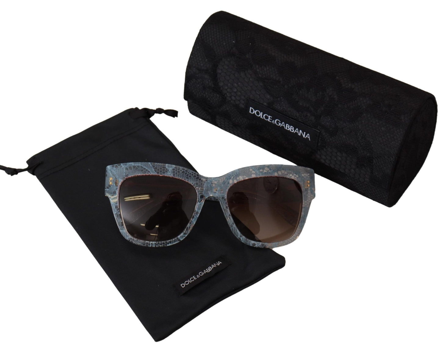 Dolce &amp; Gabbana Blue Lace Acetate Rechteck DG4231 Shades Sonnenbrille