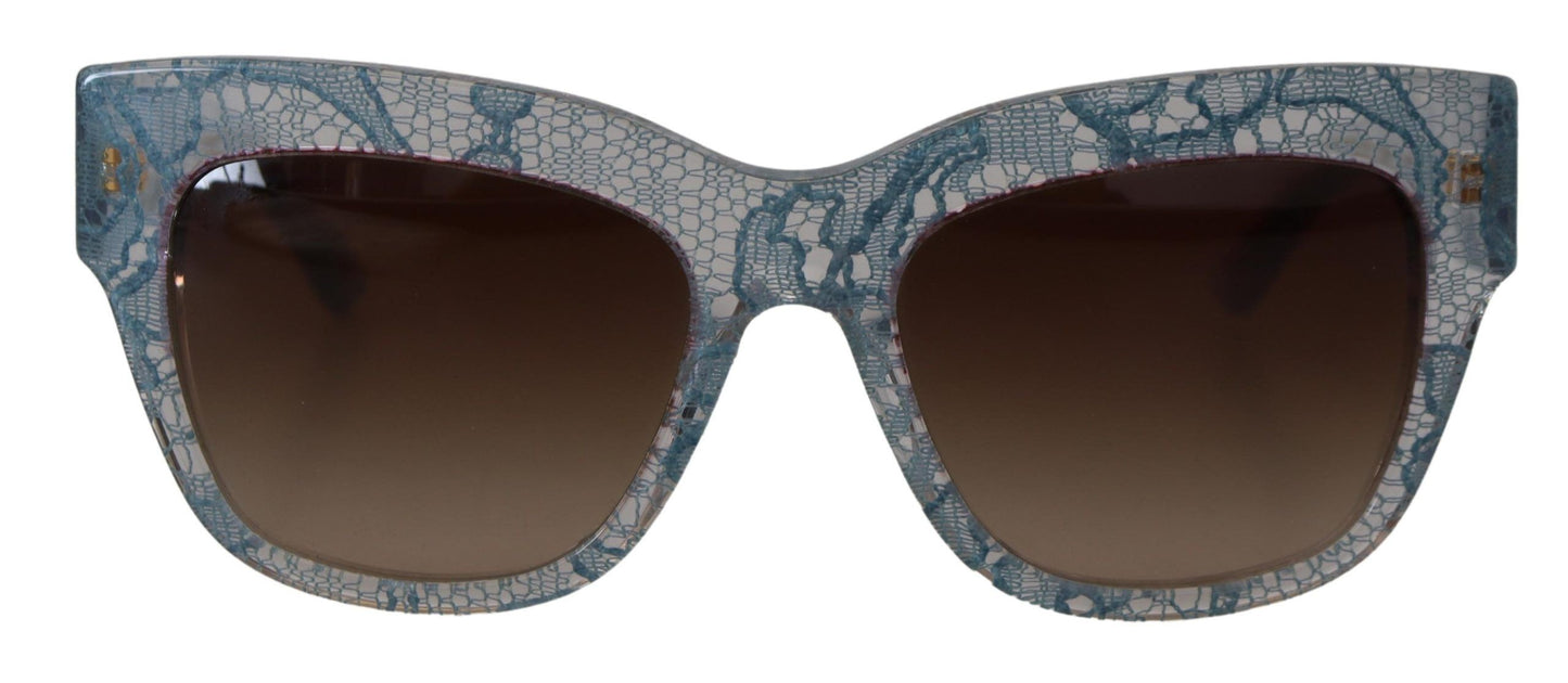 Lunettes de soleil rectangulaires en acétate de dentelle bleue Dolce &amp; Gabbana DG4231 Shades