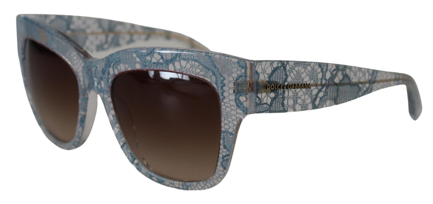 Lunettes de soleil rectangulaires en acétate de dentelle bleue Dolce &amp; Gabbana DG4231 Shades