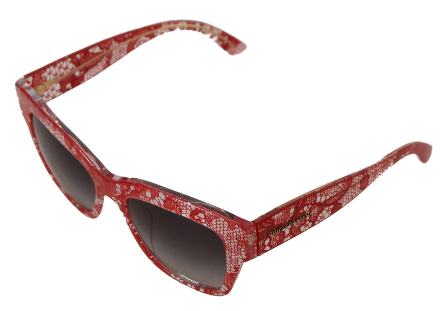 Lunettes de soleil rectangulaires en acétate de dentelle rouge Dolce &amp; Gabbana DG4231F