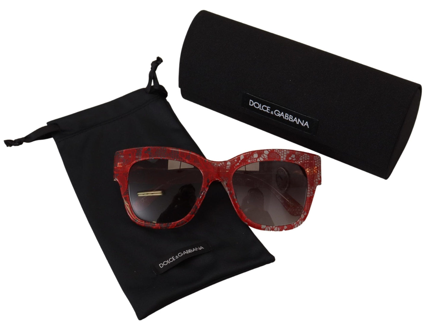 Dolce &amp; Gabbana DG4231F Sonnenbrille aus Acetat mit roter Spitze und rechteckigem Schirm