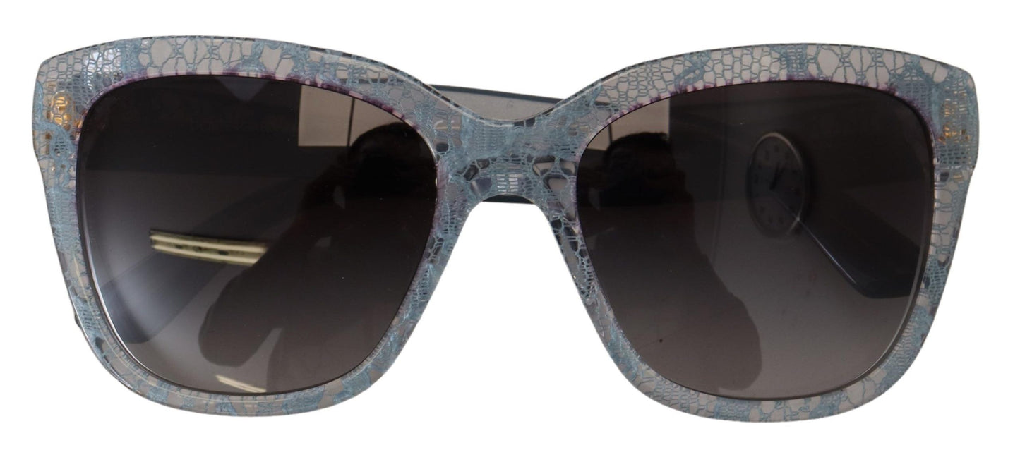 Lunettes de soleil rectangulaires en acétate de dentelle bleue Dolce &amp; Gabbana DG4226