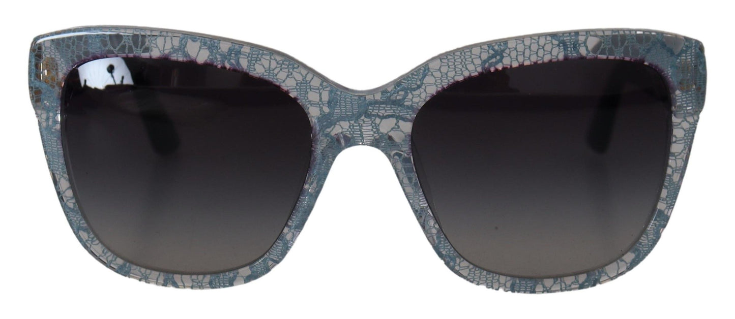 Lunettes de soleil rectangulaires en acétate de dentelle bleue Dolce &amp; Gabbana DG4226