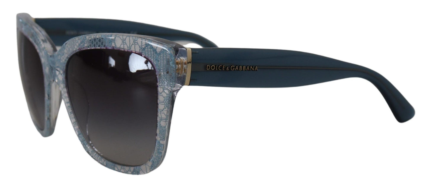 Lunettes de soleil rectangulaires en acétate de dentelle bleue Dolce &amp; Gabbana DG4226