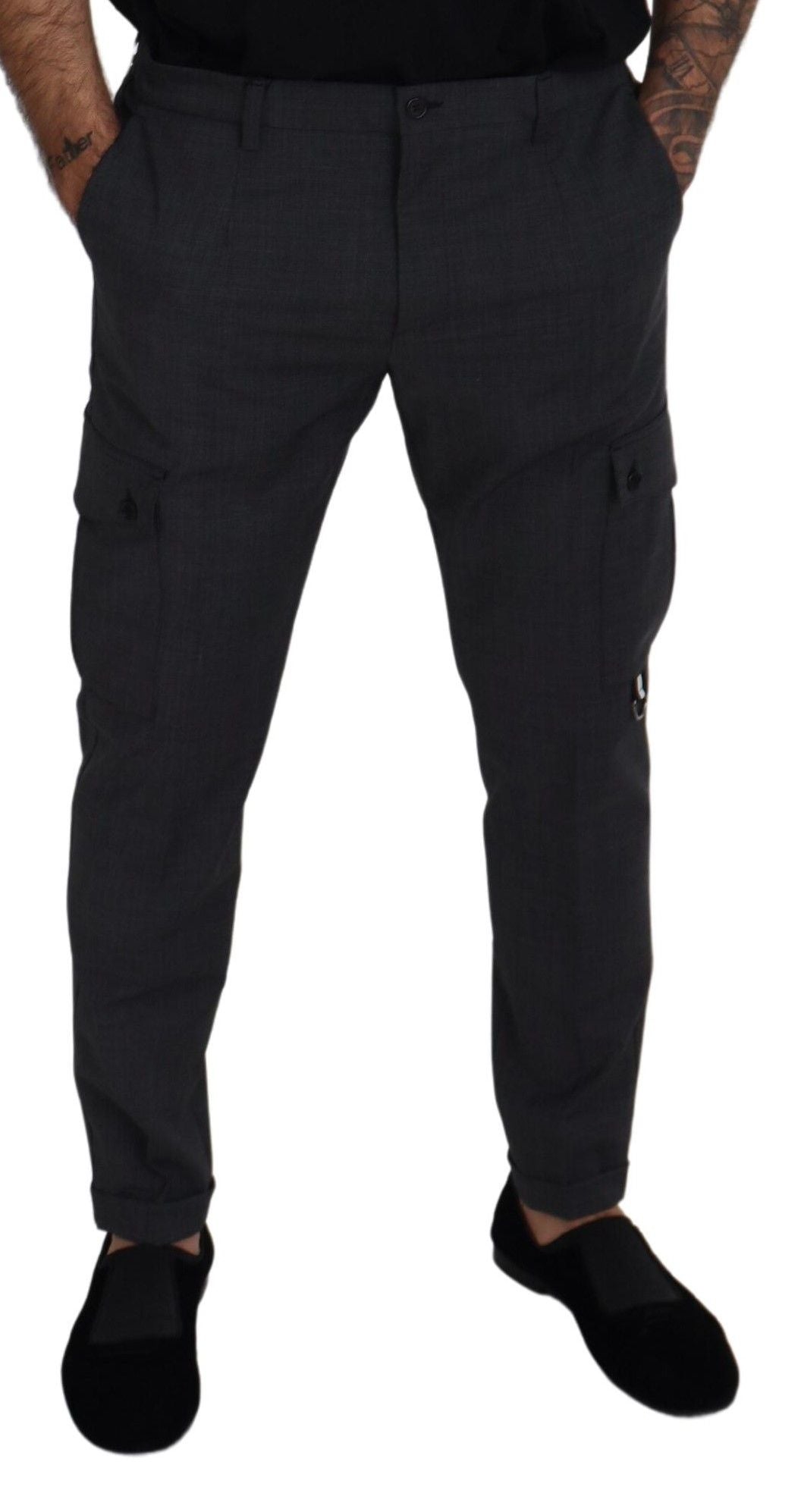 Dolce &amp; Gabbana Pantalon cargo à carreaux gris Pantalon stretch