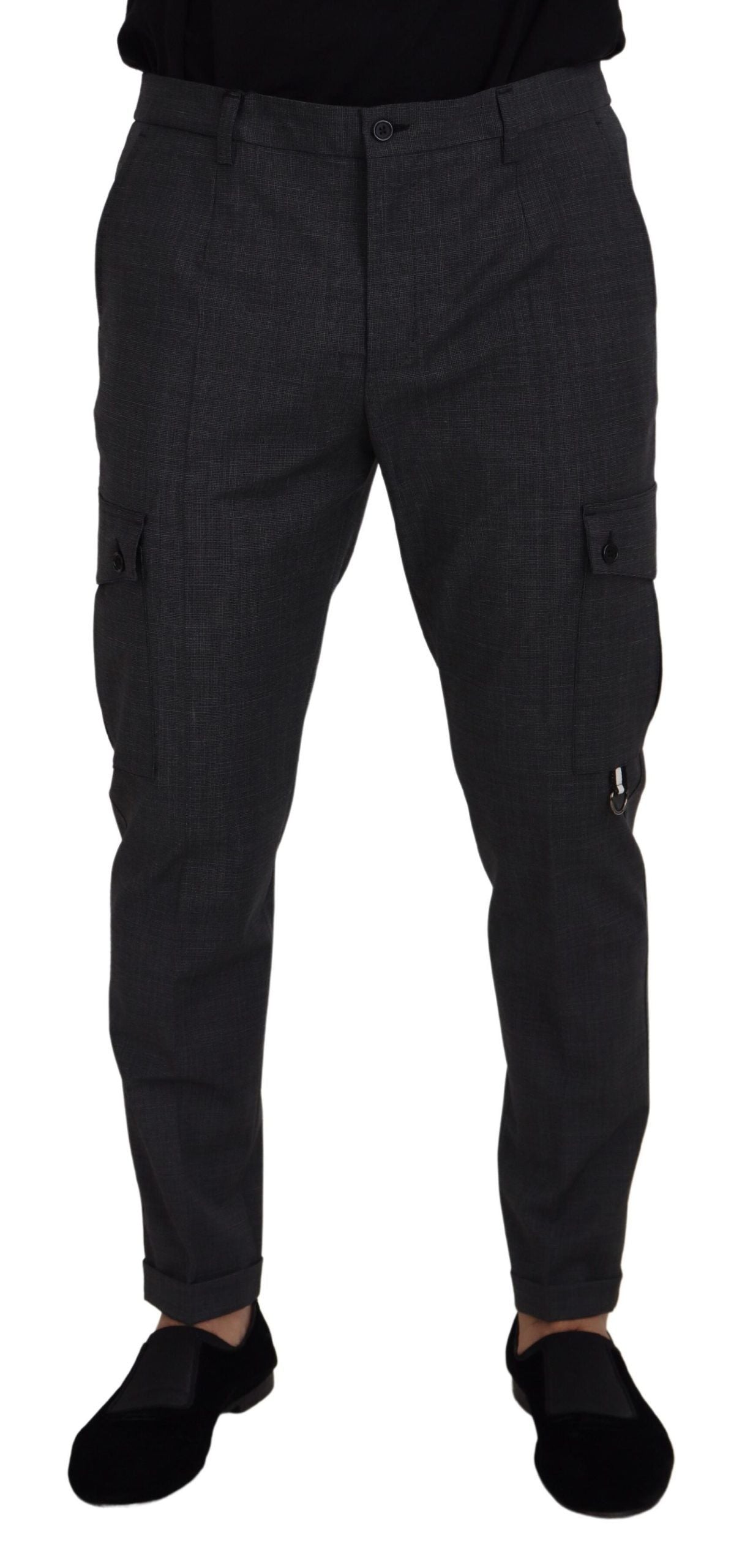 Dolce &amp; Gabbana Pantalon cargo à carreaux gris Pantalon stretch