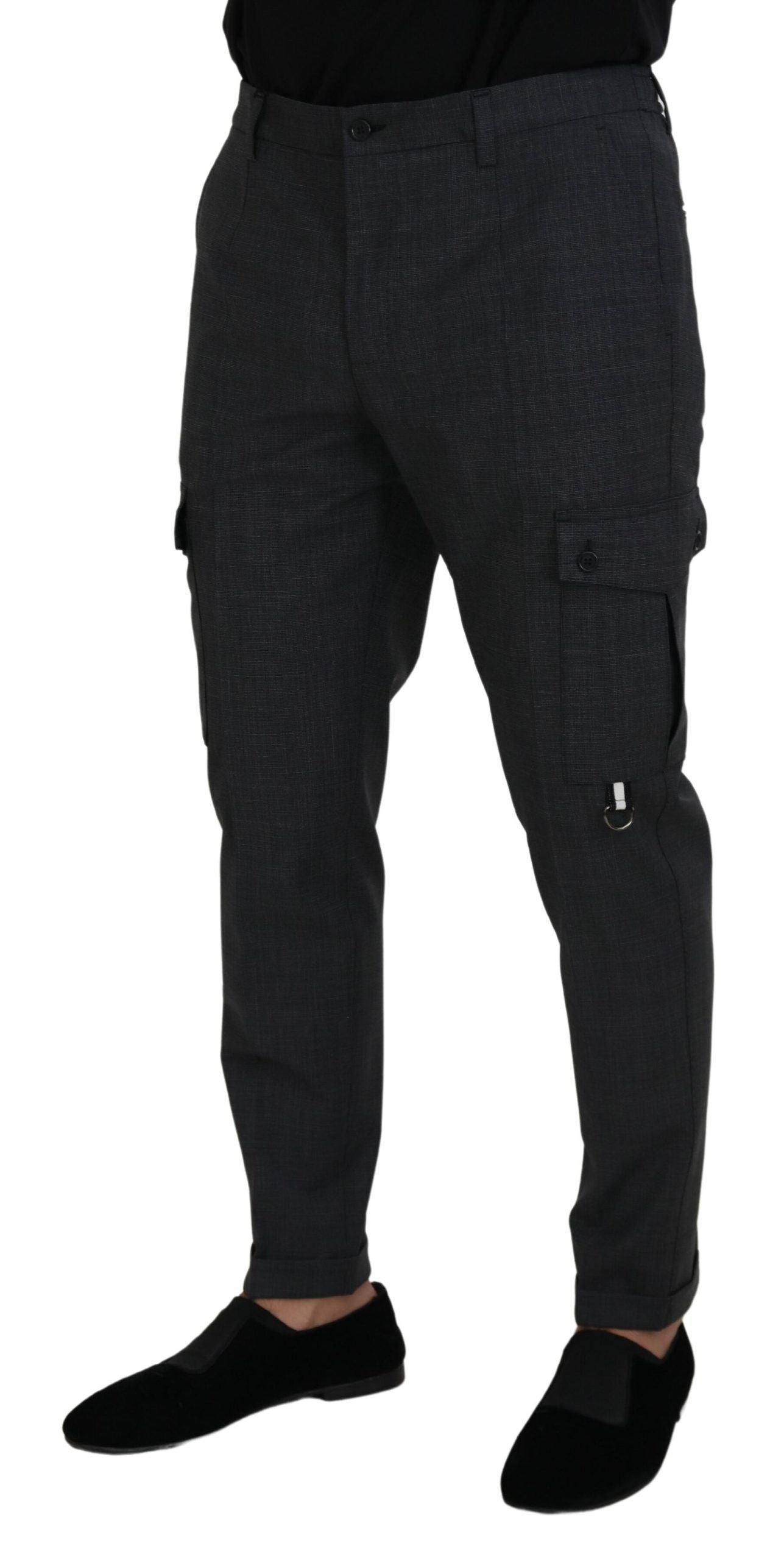 Dolce &amp; Gabbana Pantalon cargo à carreaux gris Pantalon stretch