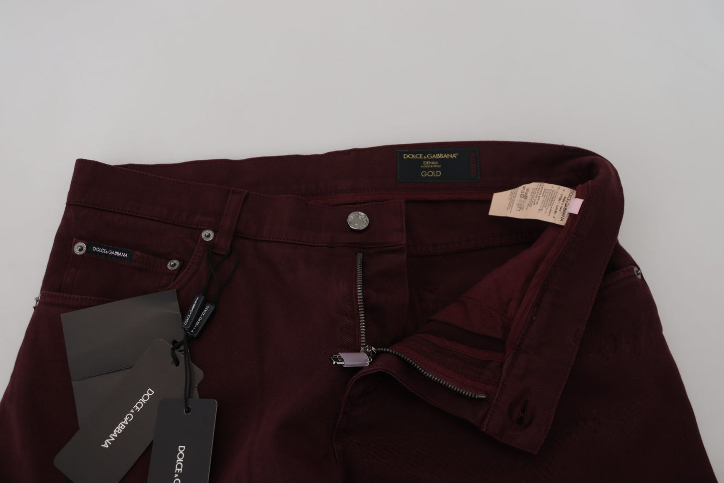 Dolce &amp; Gabbana Jean en denim OR stretch en coton bordeaux