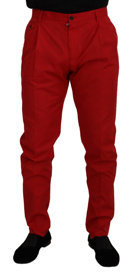 Dolce &amp; Gabbana Slim-Fit-Hose aus roter Baumwolle, Chinohose