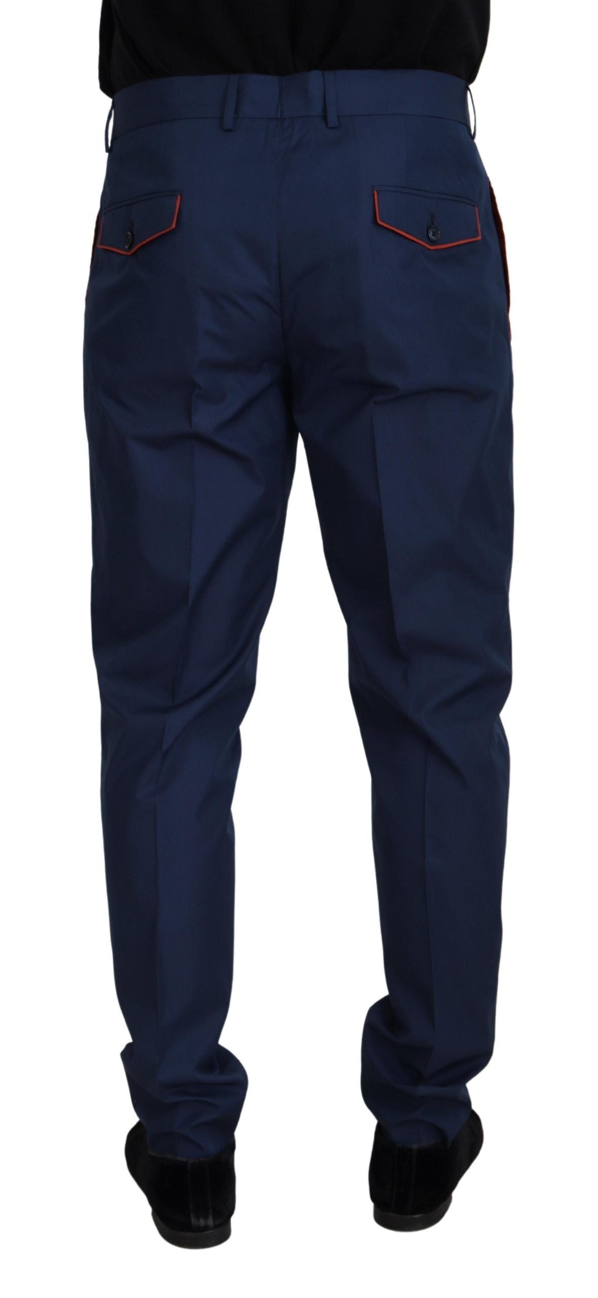 Dolce &amp; Gabbana Pantalon chino en soie et coton bleu