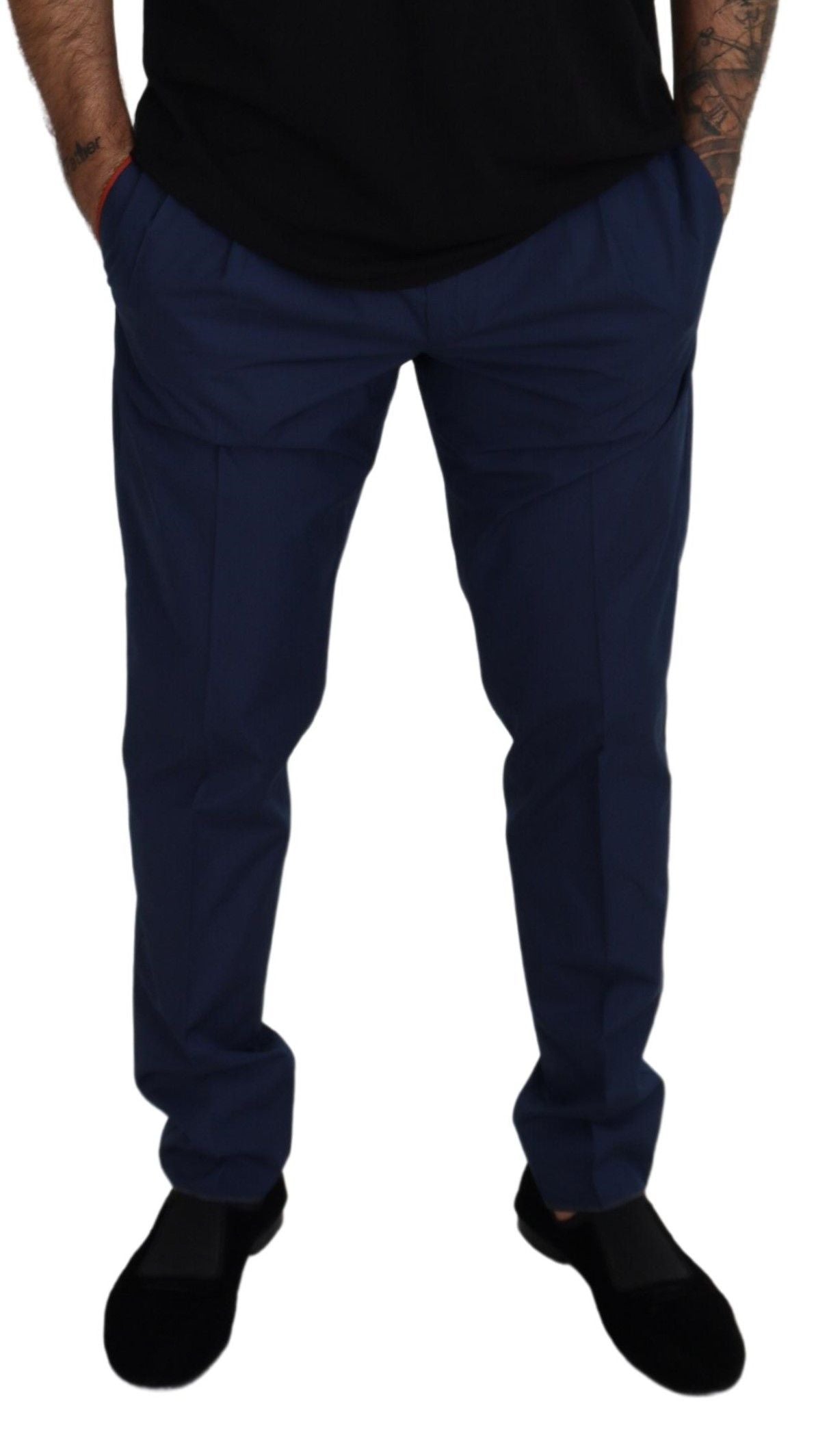 Dolce &amp; Gabbana Pantalon chino en soie et coton bleu