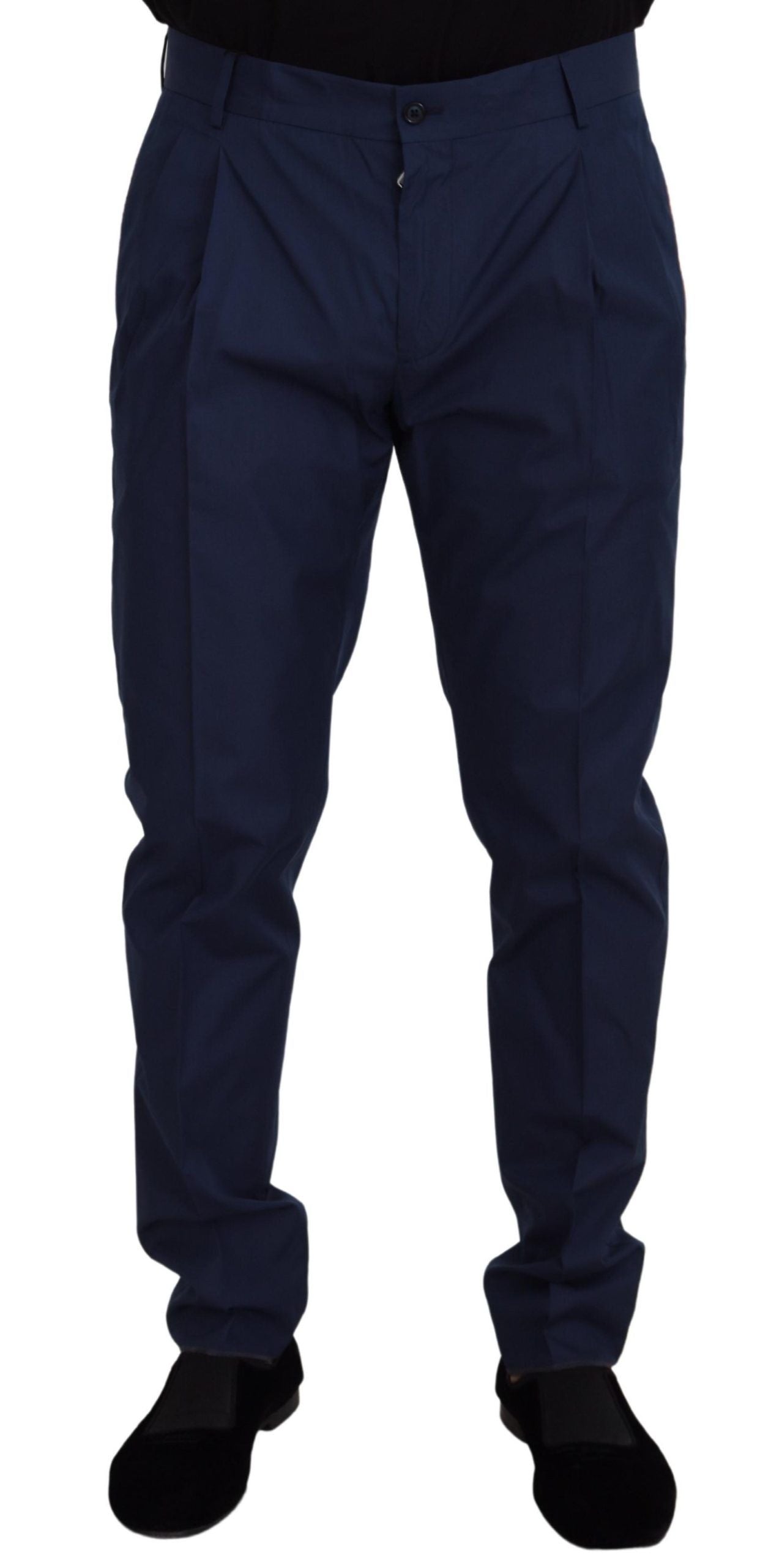 Dolce &amp; Gabbana Pantalon chino en soie et coton bleu