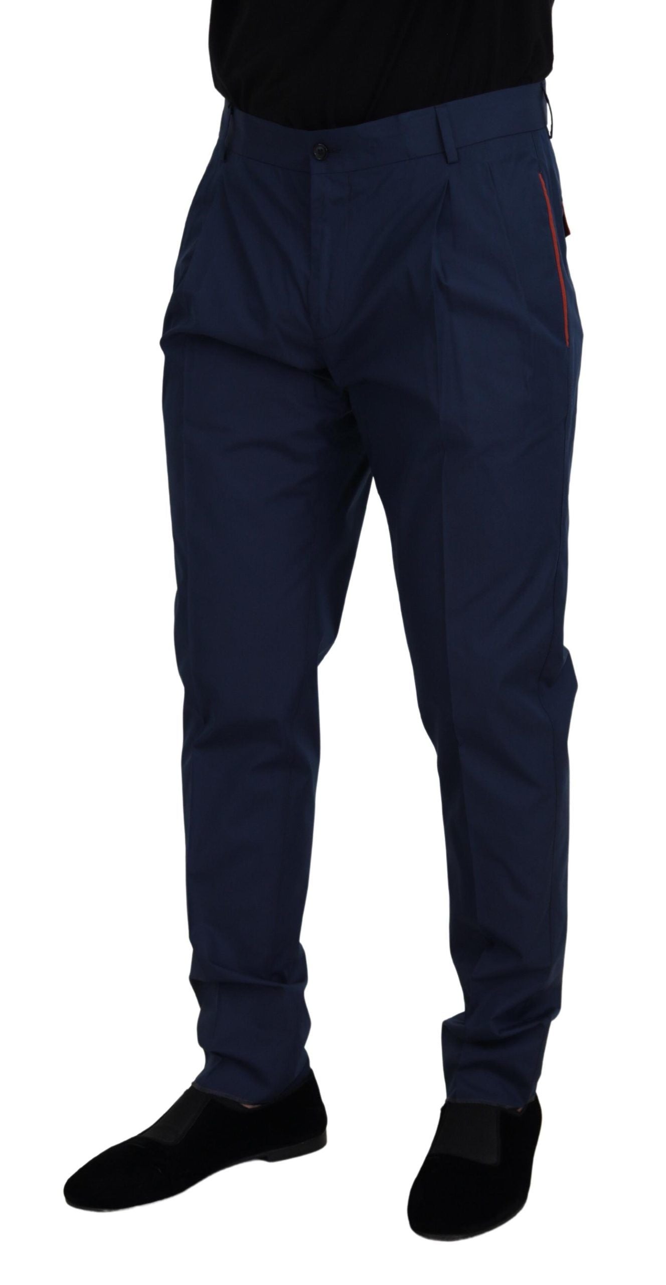 Dolce &amp; Gabbana Pantalon chino en soie et coton bleu