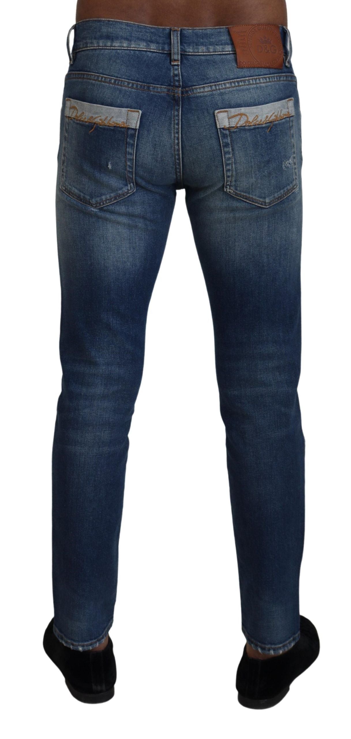 Dolce &amp; Gabbana Jean skinny stretch en coton délavé bleu