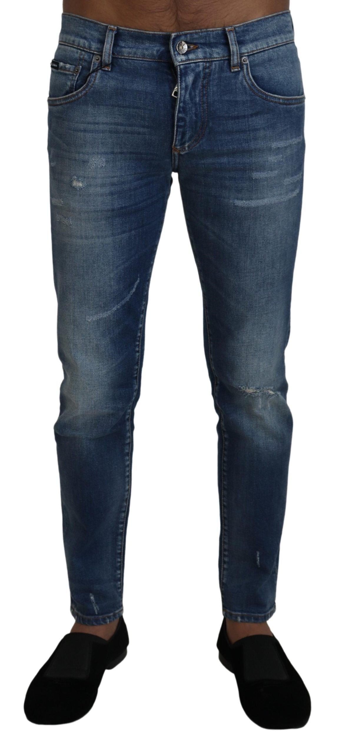 Dolce &amp; Gabbana Jean skinny stretch en coton délavé bleu