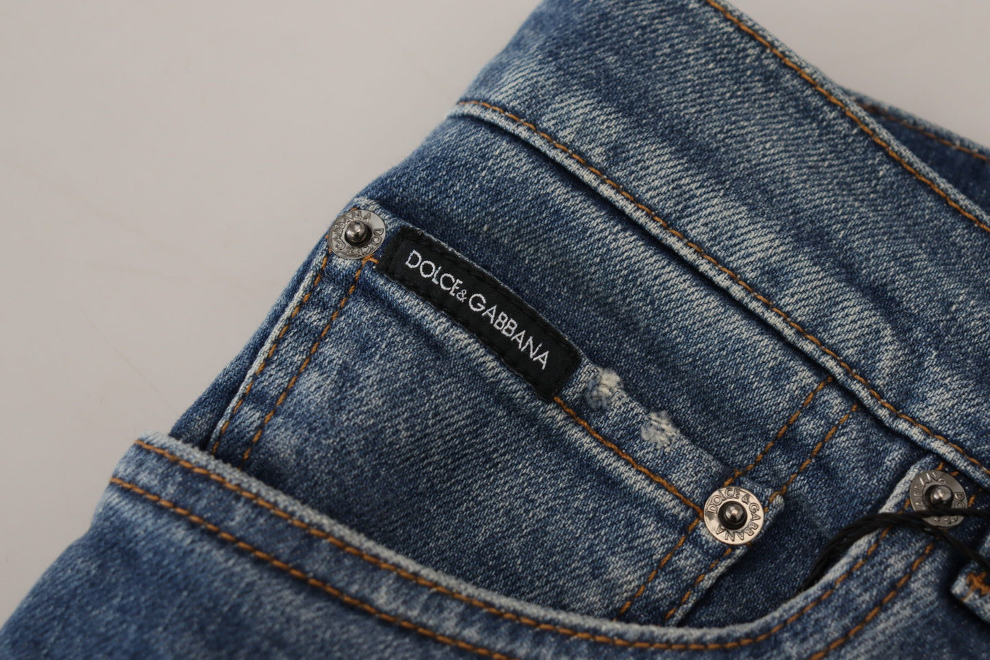 Dolce &amp; Gabbana – Skinny-Jeans aus Baumwollstretch in blauer Waschung