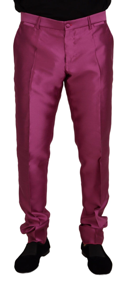 Dolce &amp; Gabbana Pantalon slim en soie rose Pantalon formel