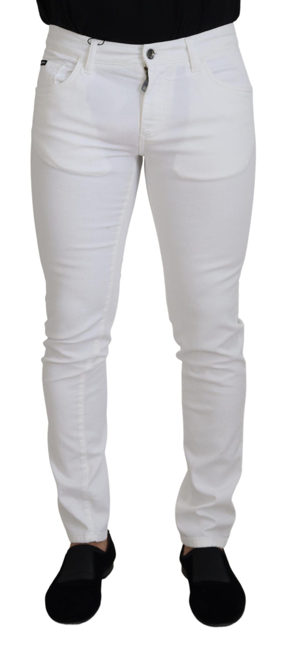 Dolce &amp; Gabbana Jean skinny slim en denim de coton stretch blanc