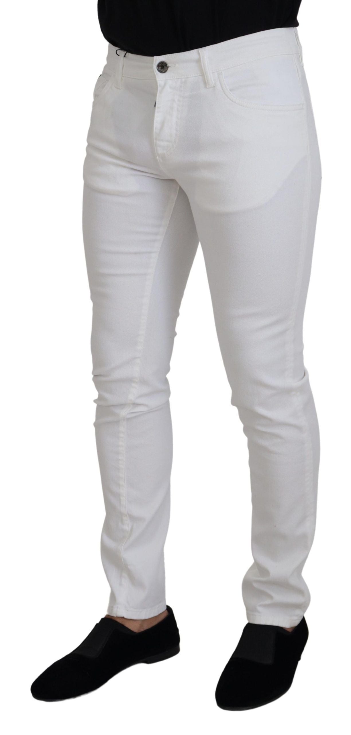 Dolce &amp; Gabbana Jean skinny slim en denim de coton stretch blanc