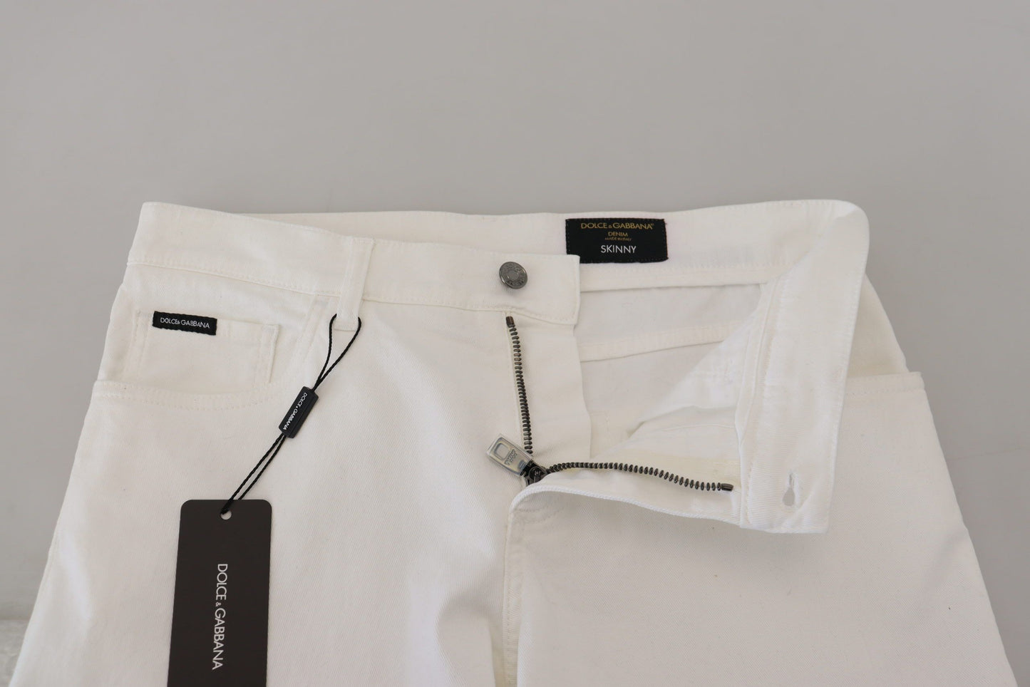 Dolce &amp; Gabbana Jean skinny slim en denim de coton stretch blanc