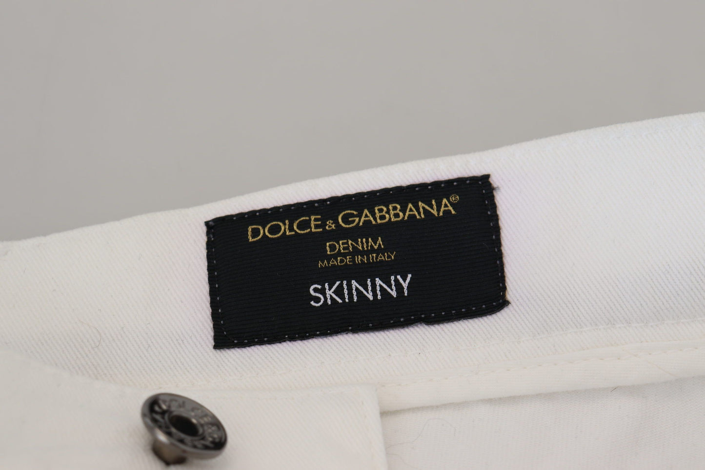 Dolce &amp; Gabbana Jean skinny slim en denim de coton stretch blanc