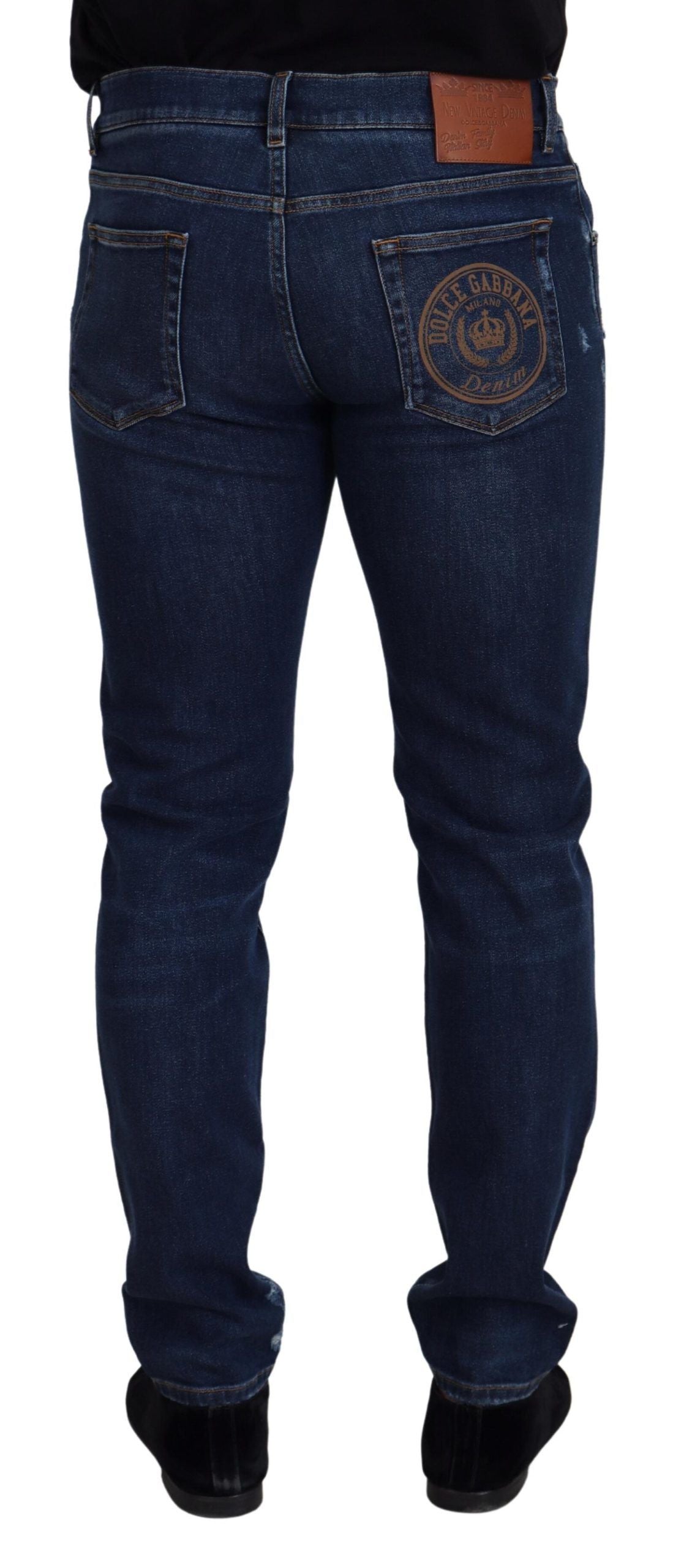 Dolce &amp; Gabbana Jean slim en denim stretch en coton délavé bleu