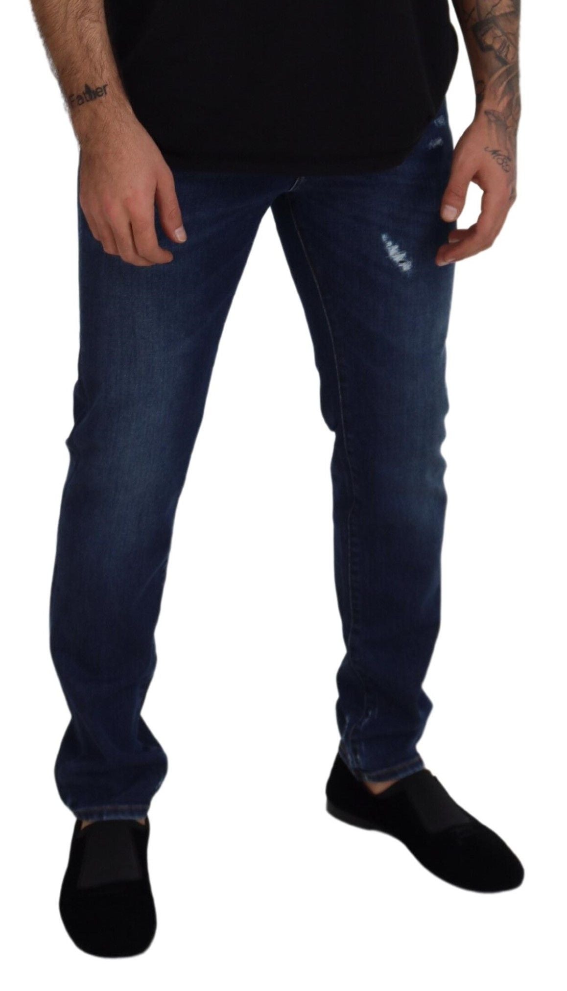 Dolce &amp; Gabbana Slim-Jeans aus Baumwollstretch in blauer Waschung