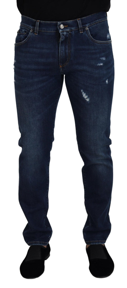 Dolce &amp; Gabbana Jean slim en denim stretch en coton délavé bleu