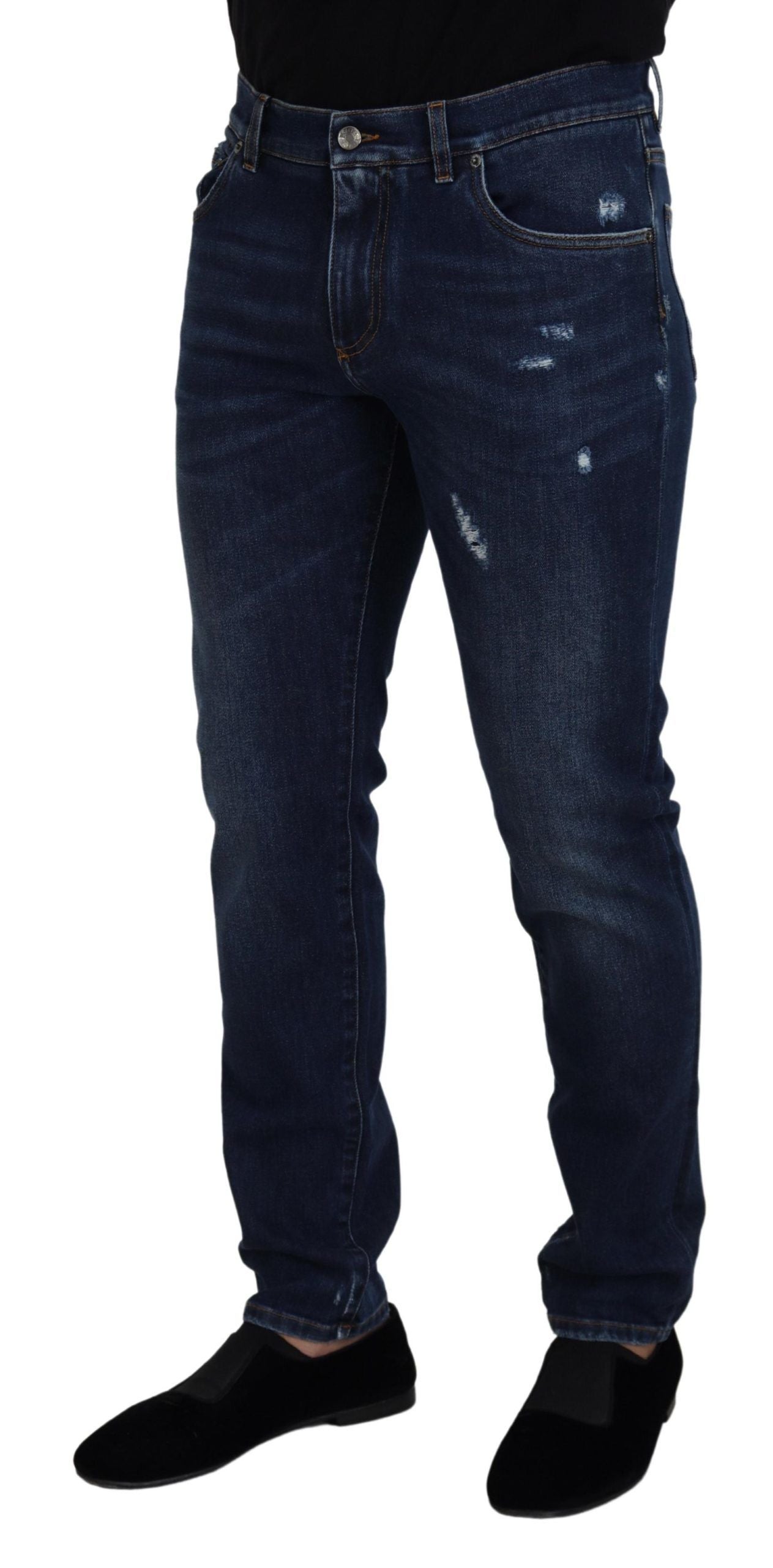 Dolce &amp; Gabbana Slim-Jeans aus Baumwollstretch in blauer Waschung