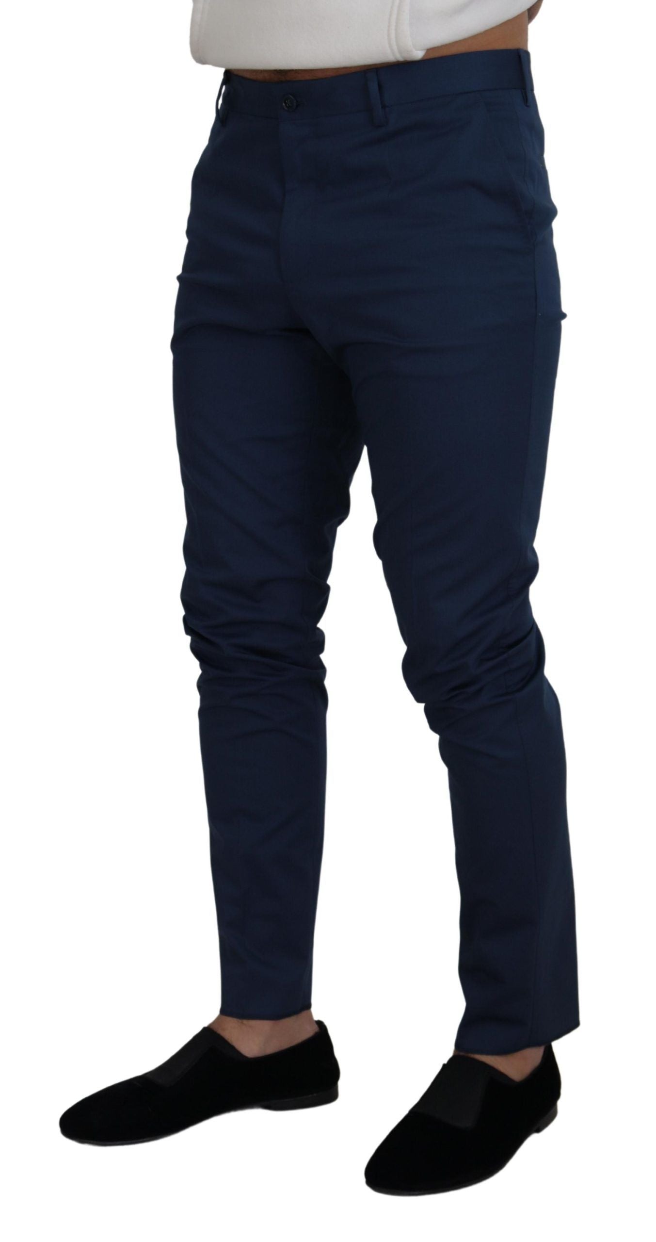 Dolce &amp; Gabbana Pantalon slim en coton stretch bleu Pantalon chino