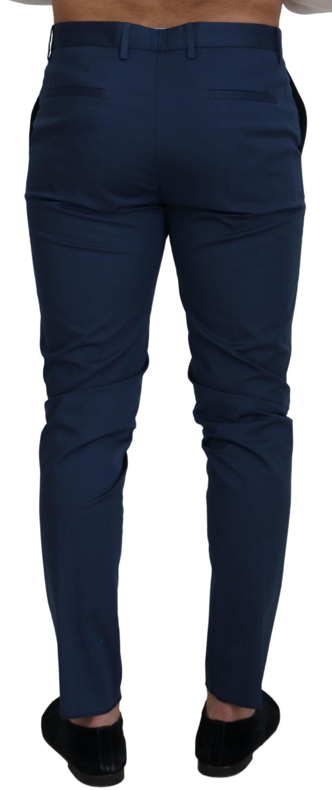 Dolce &amp; Gabbana Pantalon slim en coton stretch bleu Pantalon chino