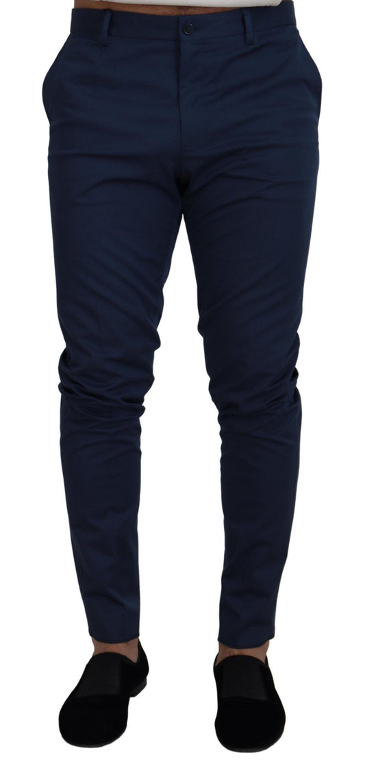 Dolce &amp; Gabbana Pantalon slim en coton stretch bleu Pantalon chino