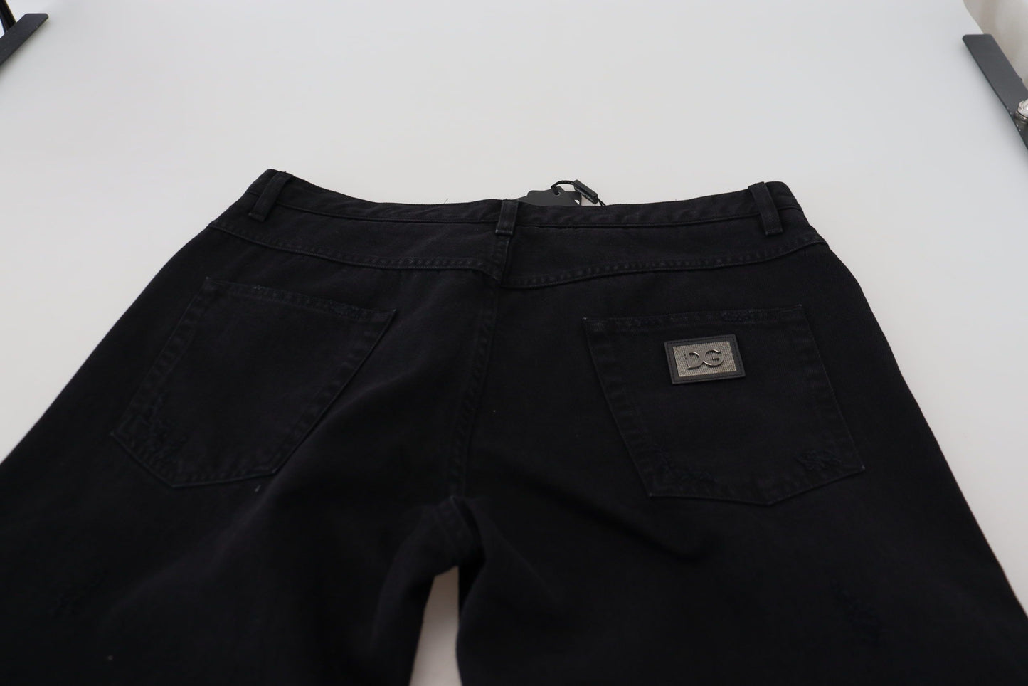 Dolce &amp; Gabbana Jean ample noir en coton déchiré régulier