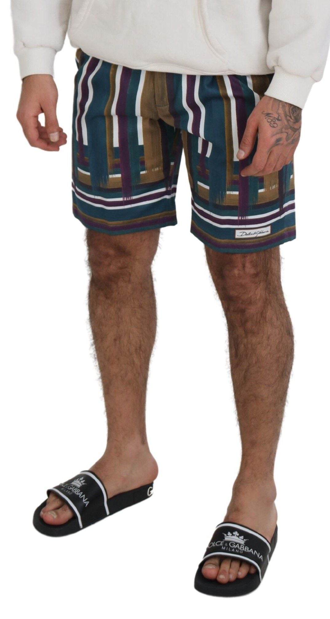 Mehrfarbig gestreifte Stretch-Baumwollshorts von Dolce &amp; Gabbana