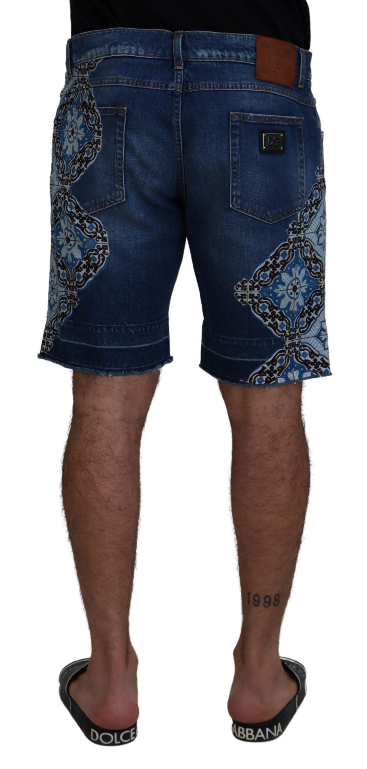 Dolce &amp; Gabbana Short en majolique stretch en coton denim bleu