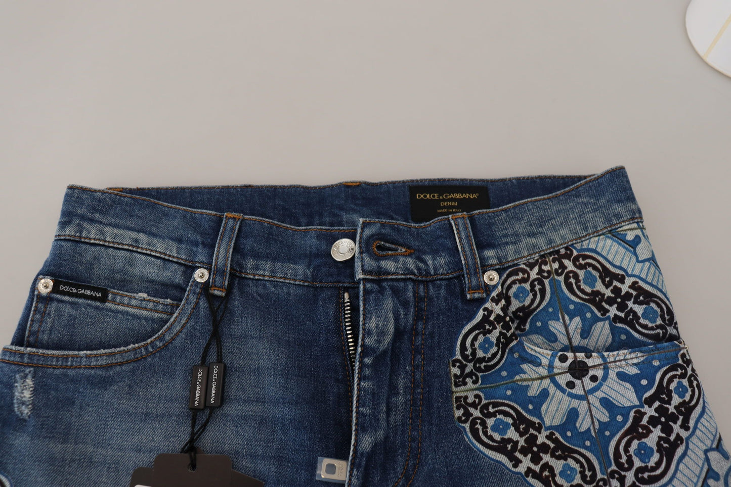 Dolce &amp; Gabbana Short en majolique stretch en coton denim bleu