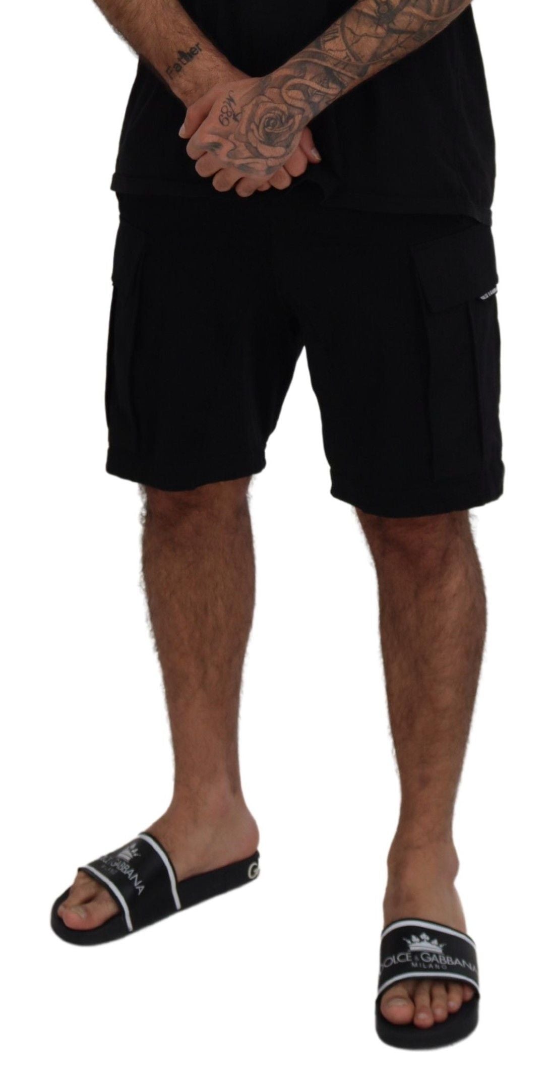 Schwarze Bermuda-Cargoshorts aus Baumwolle von Dolce &amp; Gabbana