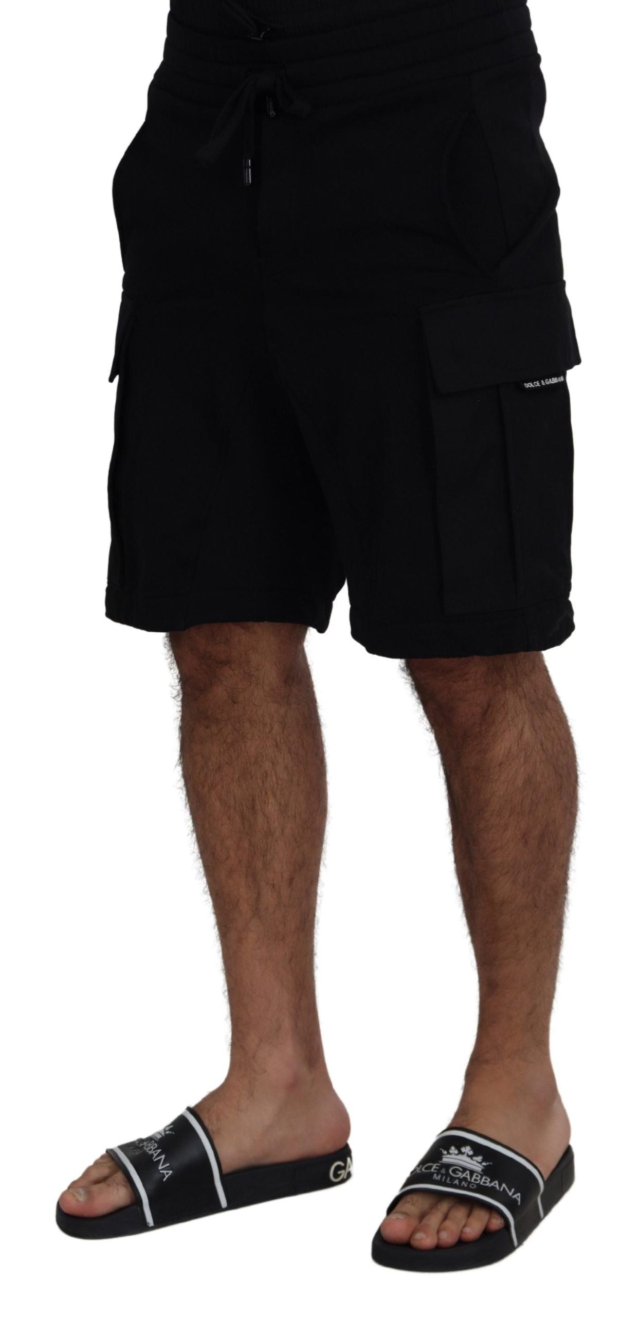 Schwarze Bermuda-Cargoshorts aus Baumwolle von Dolce &amp; Gabbana